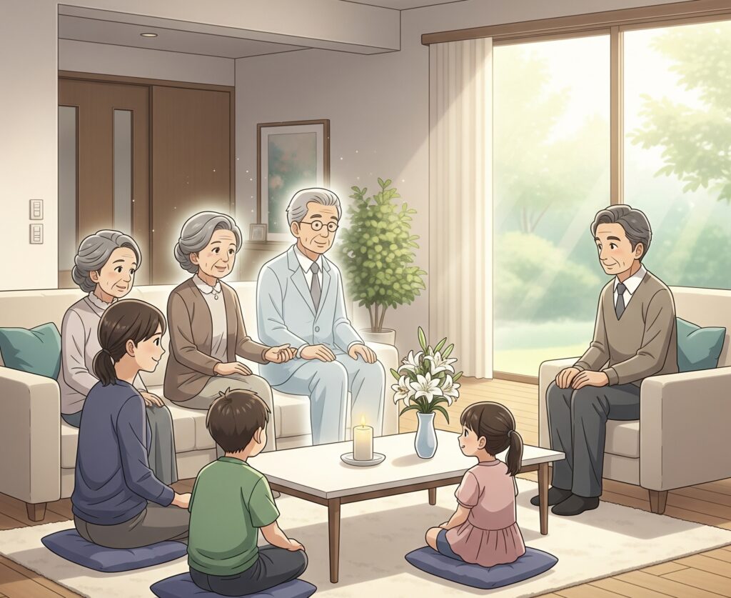 家族葬、自宅リビングのようなぬくもりで家族だけで送るご葬儀。